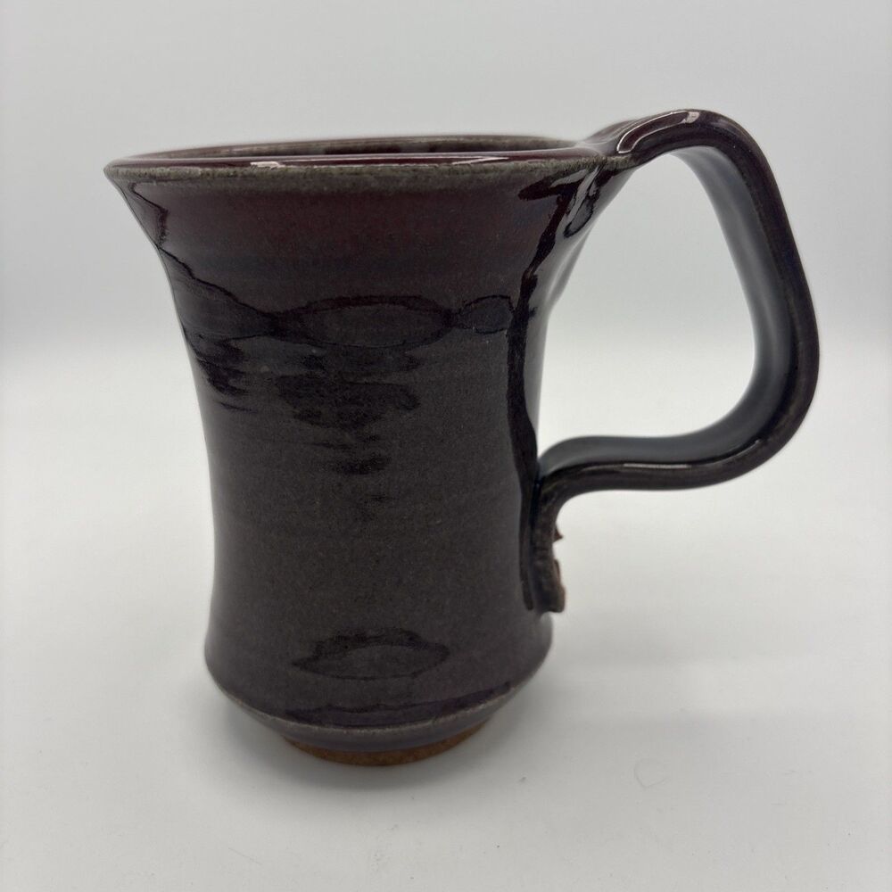 Vintage Artisan Signed Handmade Studio Art Pottery Mug Plum Purple Glaze